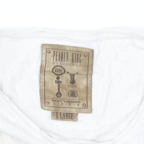 Pearly King Men's White XL Graphic Art Print Crew Neck T-Shirt