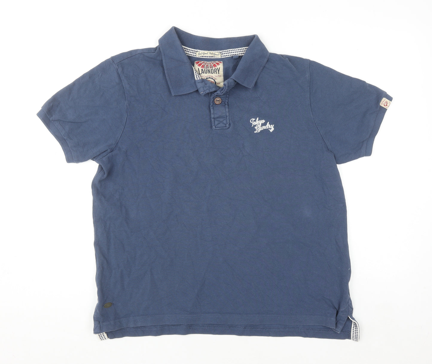 Tokyo Laundry Men's Blue Cotton Polo Shirt Size L Regular Fit