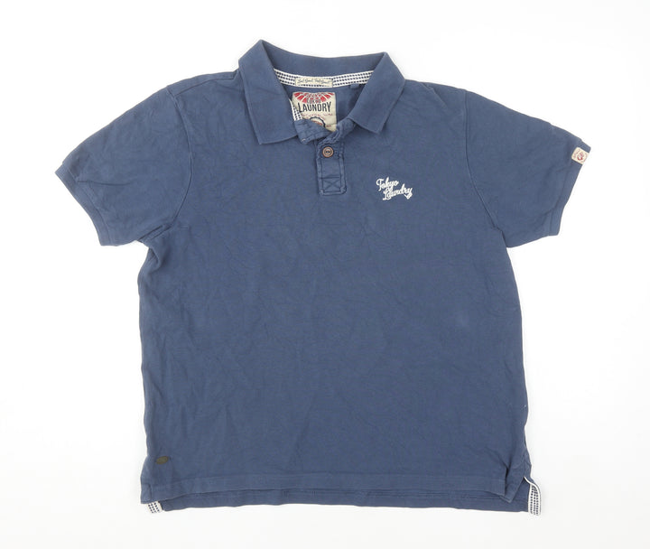 Tokyo Laundry Men's Blue Cotton Polo Shirt Size L Regular Fit