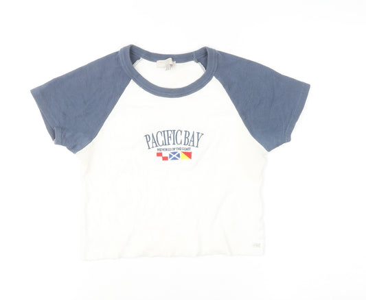 Pacific Republic Teens Blue White Raglan Ringer T-Shirt Size 12