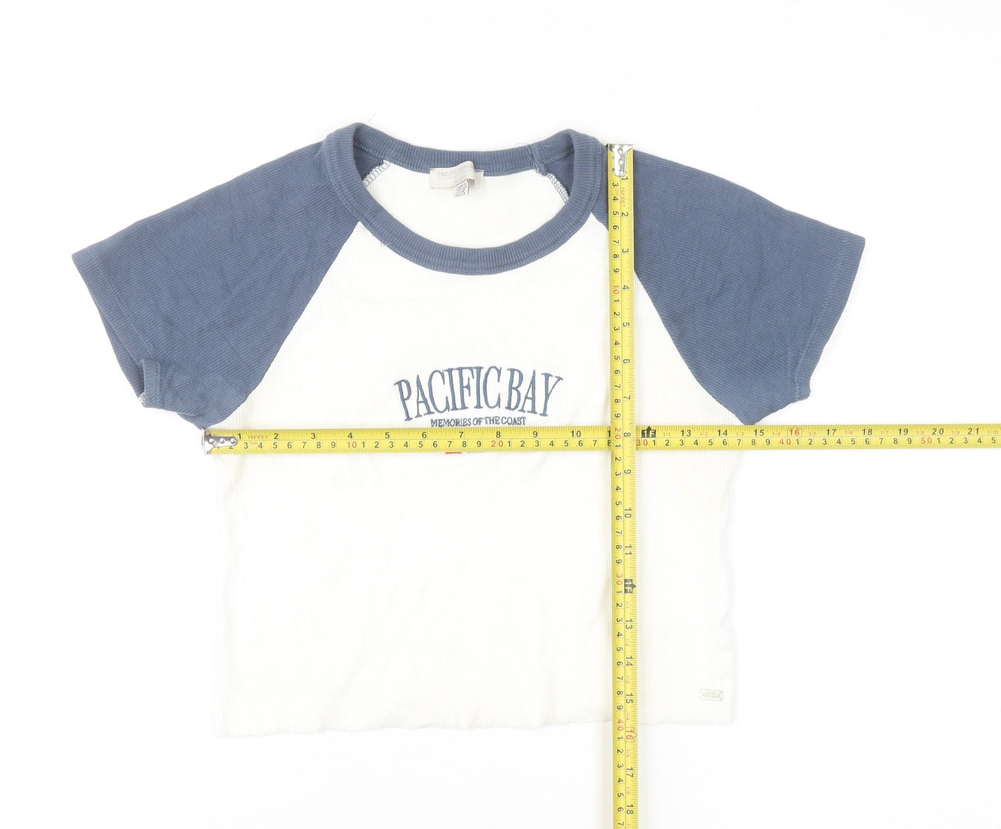 Pacific Republic Teens Blue White Raglan Ringer T-Shirt Size 12