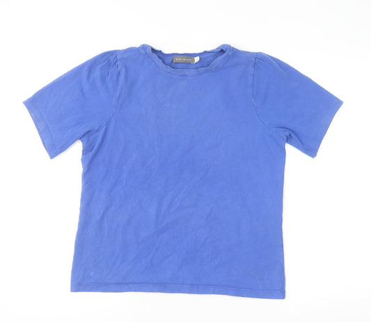 Mint Velvet Women Blue Cotton Stretch Basic Short Sleeve T-Shirt Medium