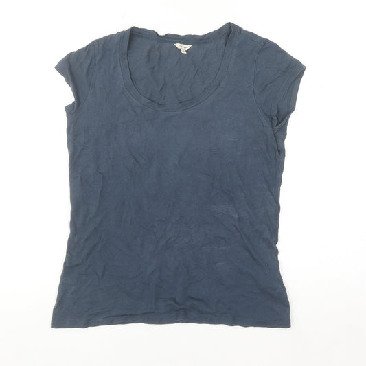 Jigsaw Women Blue Basic Modal Cotton Short Sleeve T-Shirt Size S