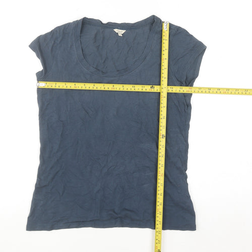 Jigsaw Women Blue Basic Modal Cotton Short Sleeve T-Shirt Size S