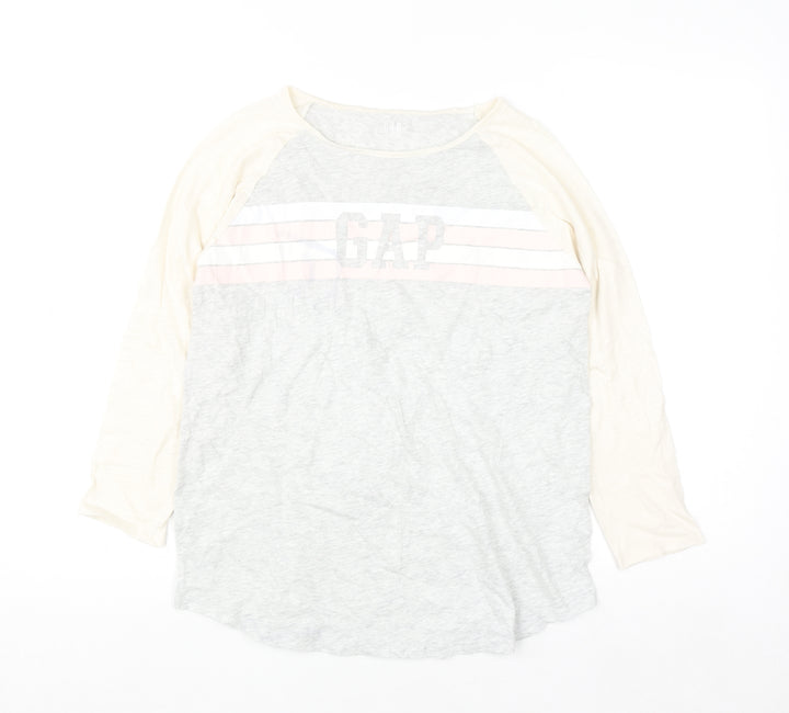GAP Women’s Multicoloured Raglan 3/4 Sleeve Cotton T-Shirt Size S