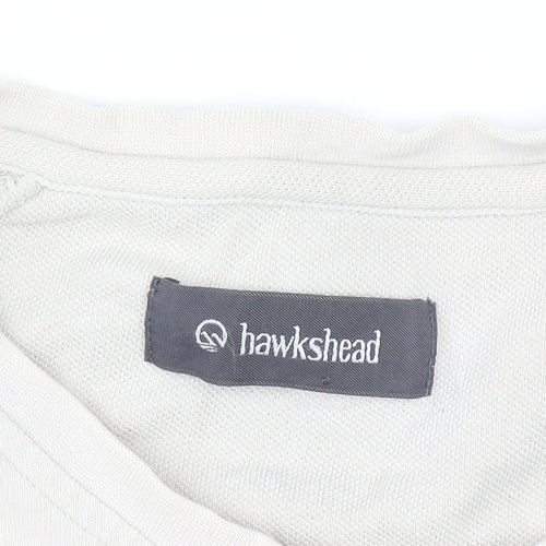 Hawkshead Men Beige Cotton Henley Short Sleeve Casual Shirt L