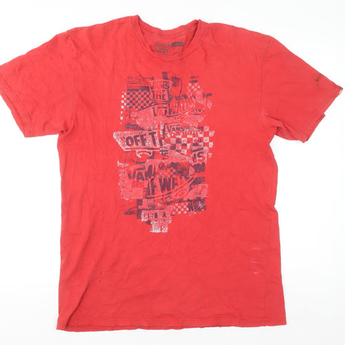 Vans Men's Red Classic Graphic Print Short Sleeve T-Shirt Large