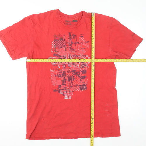 Vans Men's Red Classic Graphic Print Short Sleeve T-Shirt Large