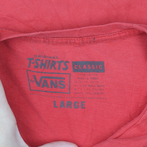 Vans Men's Red Classic Graphic Print Short Sleeve T-Shirt Large