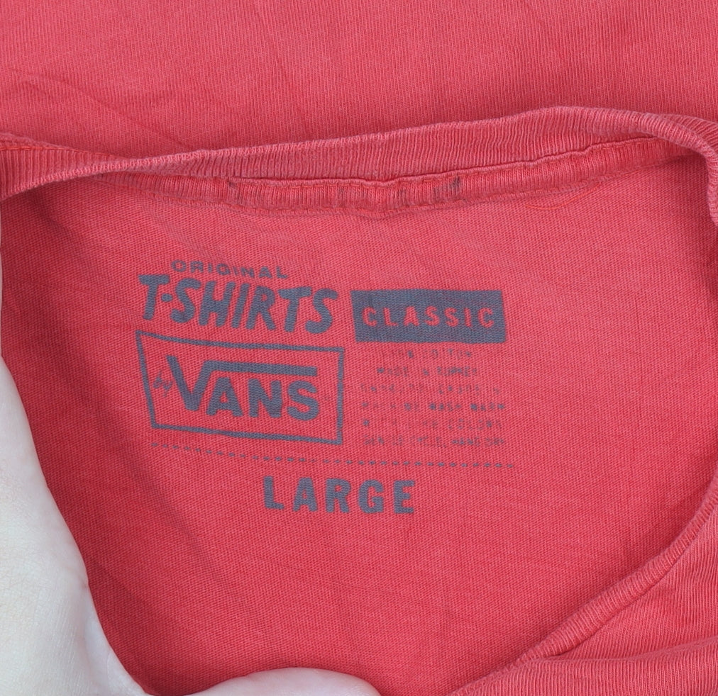 Vans Men's Red Classic Graphic Print Short Sleeve T-Shirt Large