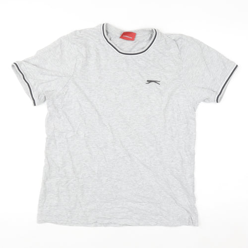Slazenger Men's Grey Small Crew Neck Short Sleeve Cotton T-Shirt