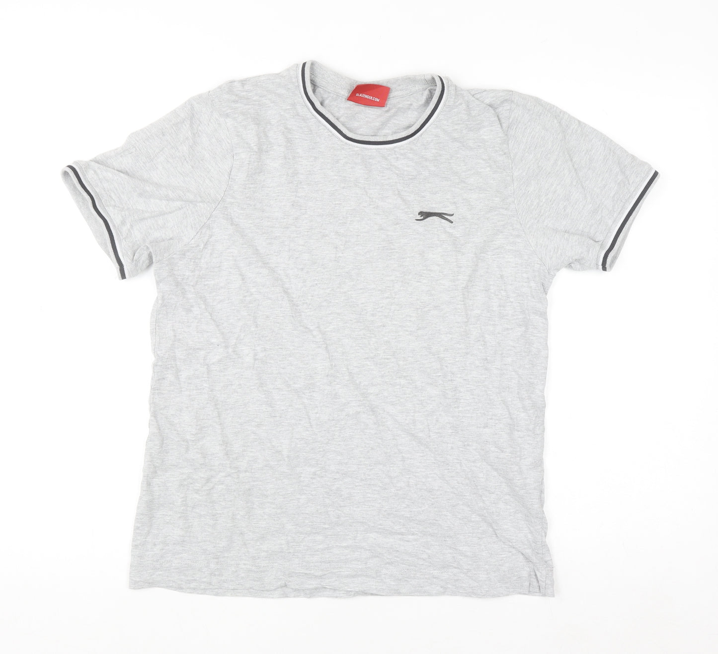 Slazenger Men's Grey Small Crew Neck Short Sleeve Cotton T-Shirt