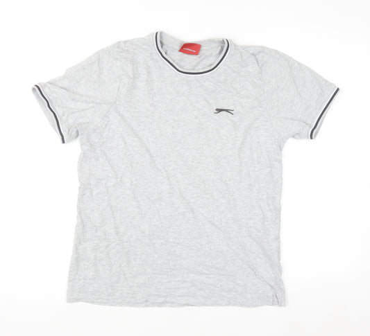 Slazenger Men's Grey Small Crew Neck Short Sleeve Cotton T-Shirt