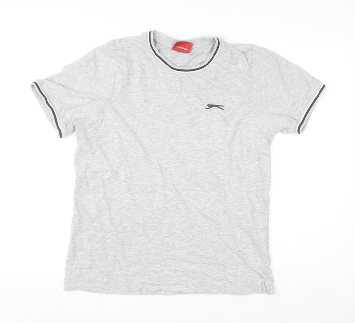 Slazenger Men's Grey Small Crew Neck Short Sleeve Cotton T-Shirt