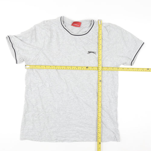 Slazenger Men's Grey Small Crew Neck Short Sleeve Cotton T-Shirt