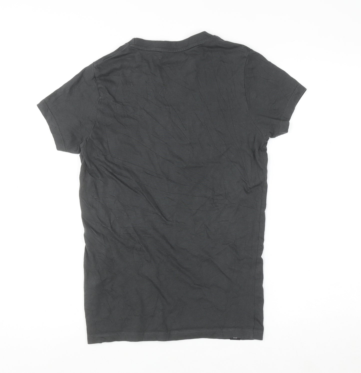 Palm Womens Black Organic Cotton T-Shirt Size S Crew Neck Casual