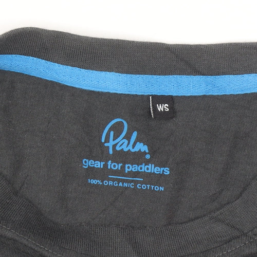 Palm Womens Black Organic Cotton T-Shirt Size S Crew Neck Casual