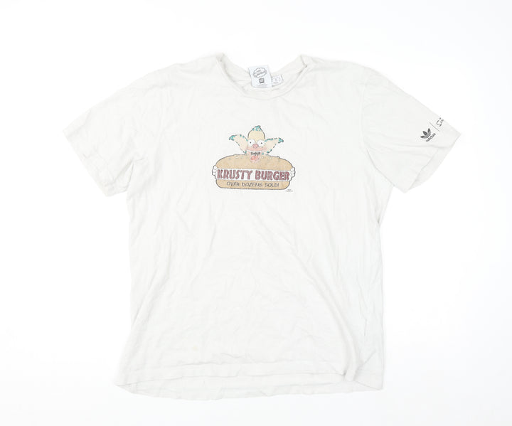 Adidas x The Simpsons Men's White Krusty Burger Graphic T-Shirt L