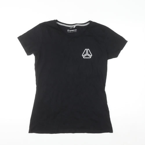 Spreadshirt Women Black Cotton Crew Neck Basic Short Sleeve T-Shirt M