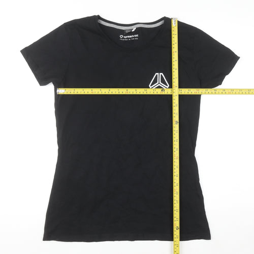 Spreadshirt Women Black Cotton Crew Neck Basic Short Sleeve T-Shirt M