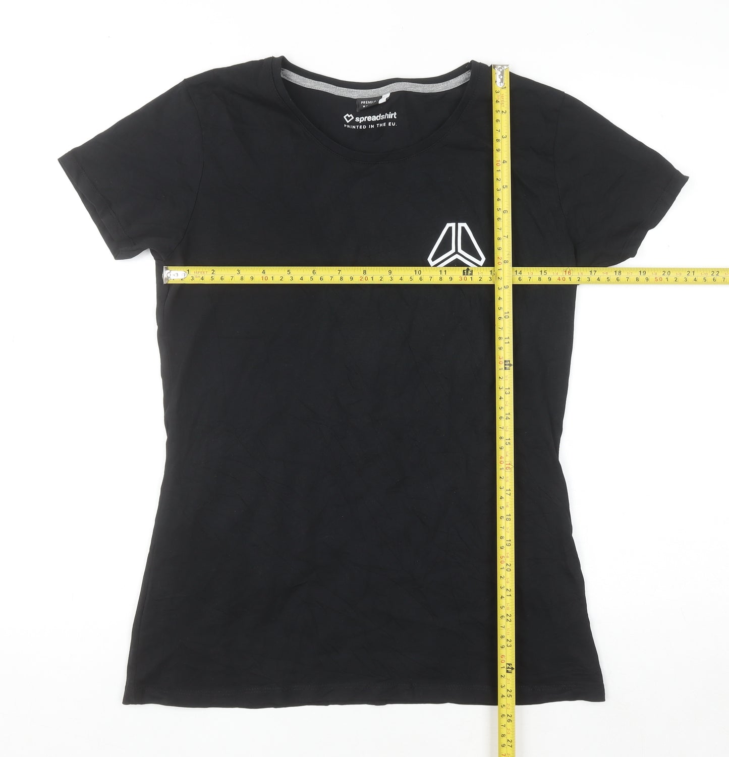 Spreadshirt Women Black Cotton Crew Neck Basic Short Sleeve T-Shirt M