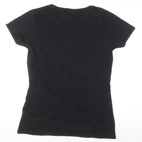 Spreadshirt Women Black Cotton Crew Neck Basic Short Sleeve T-Shirt M