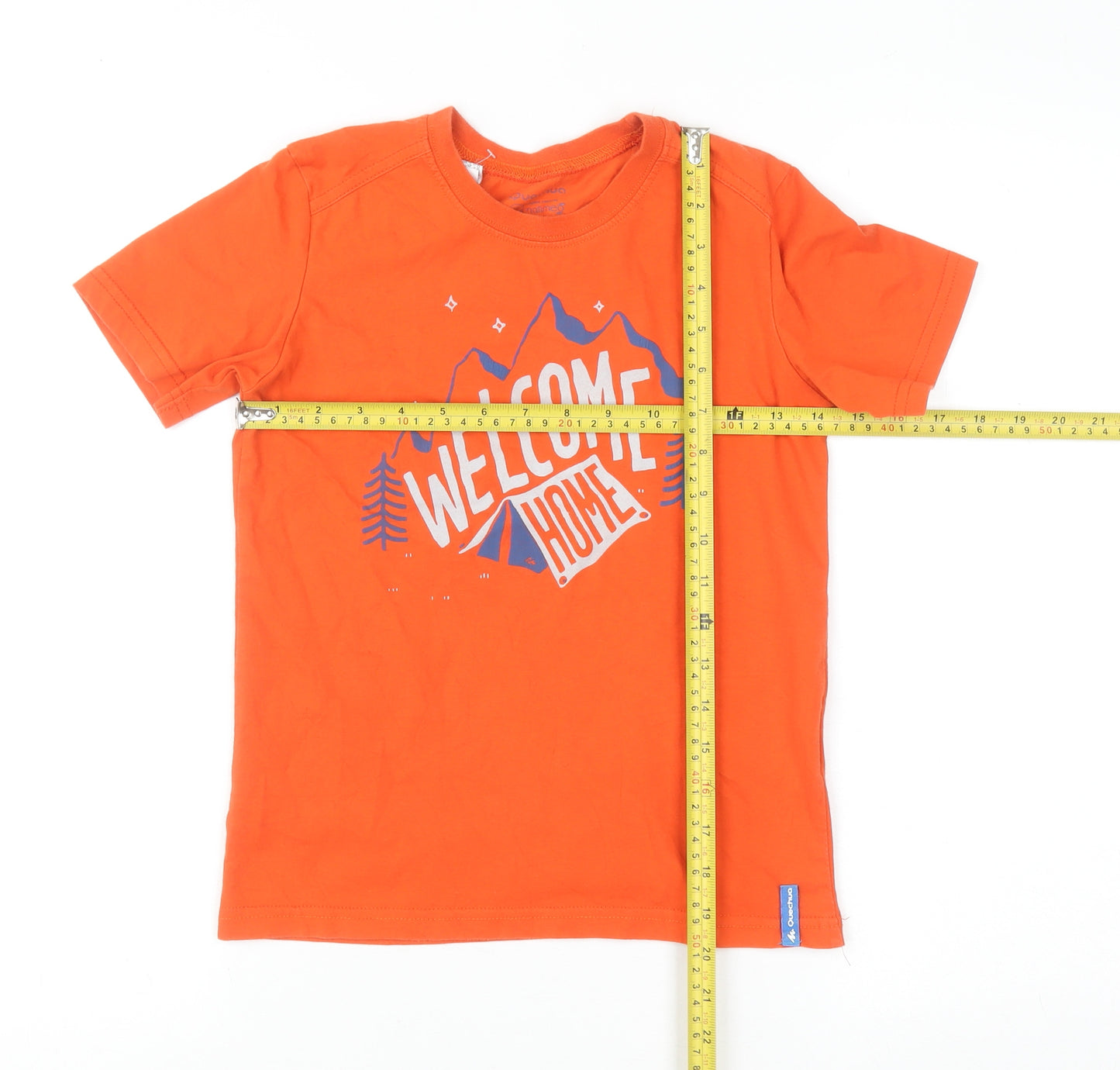 Quechua Boys Orange 'Welcome Home' Hiking Graphic Cotton T-Shirt 6 Years