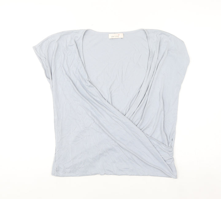 Marks and Spencer Per Una Women's Blue Wrap Jersey Blouse Size 12