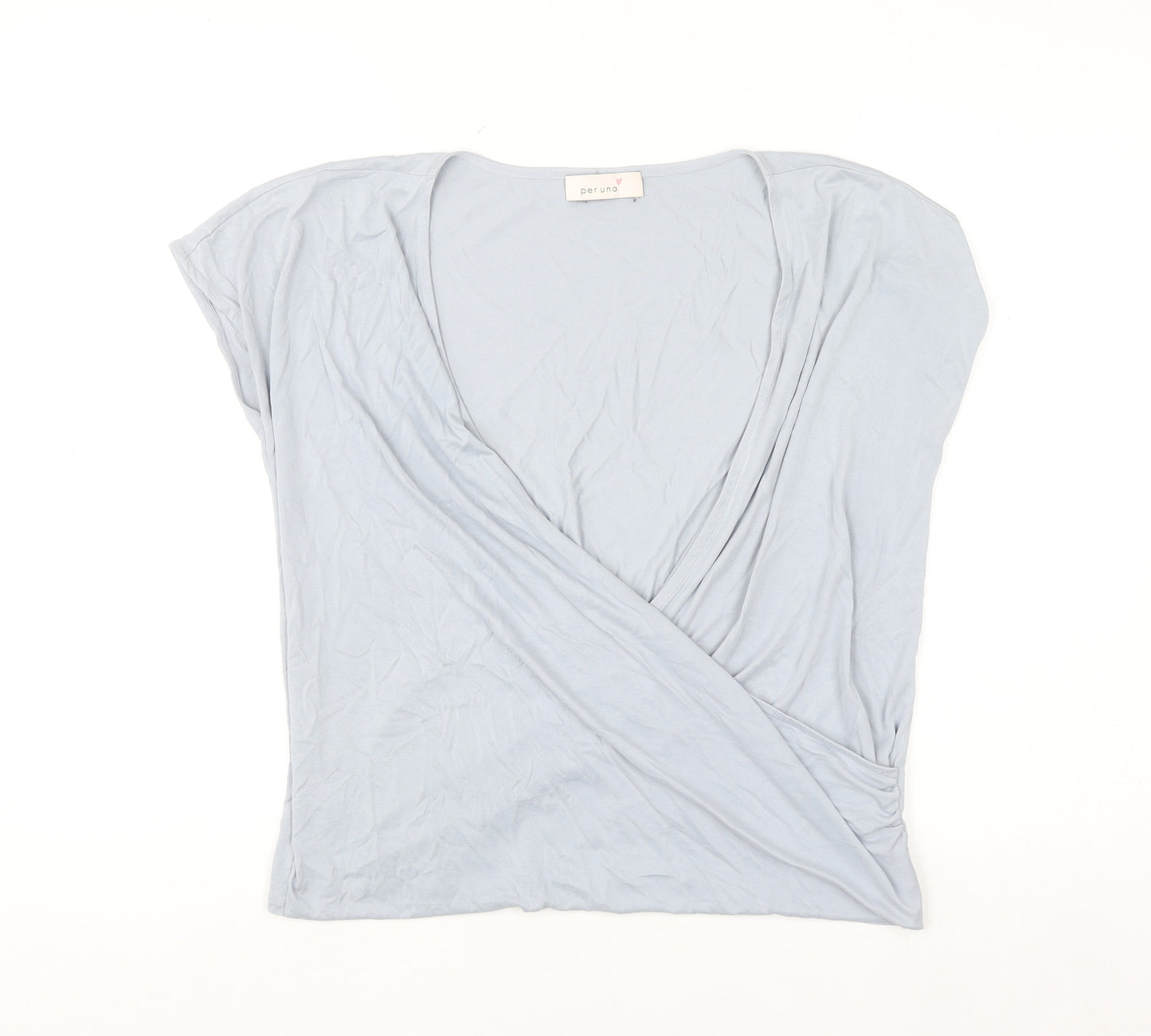 Marks and Spencer Per Una Women's Blue Wrap Jersey Blouse Size 12