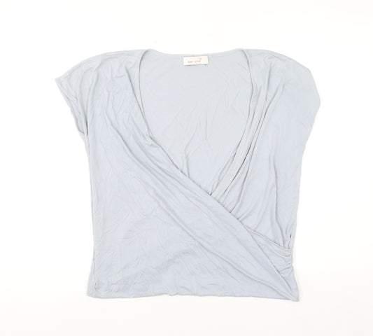 Marks and Spencer Per Una Women's Blue Wrap Jersey Blouse Size 12