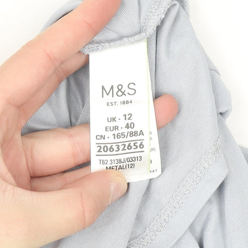 Marks and Spencer Per Una Women's Blue Wrap Jersey Blouse Size 12