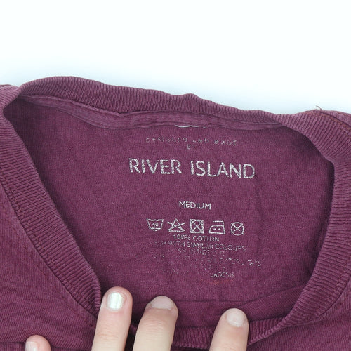 River Island Men's Red New York Graphic Print Cotton T-Shirt Medium