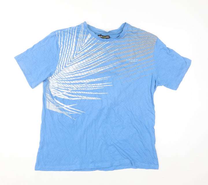 Atlas For Men Blue Graphic Sports T-Shirt Men's L Cotton Short Sleeve