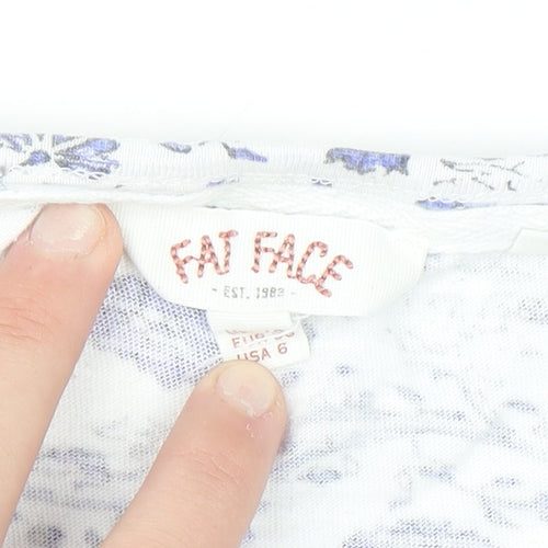 Fat Face Women’s Blue Floral Short Sleeve Cotton Modal Blouse Size 10