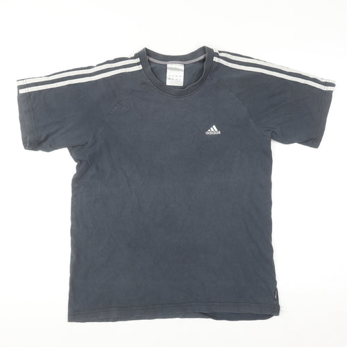 Adidas Men's Grey Cotton Short Sleeve Crew Neck Sports T-Shirt Size M