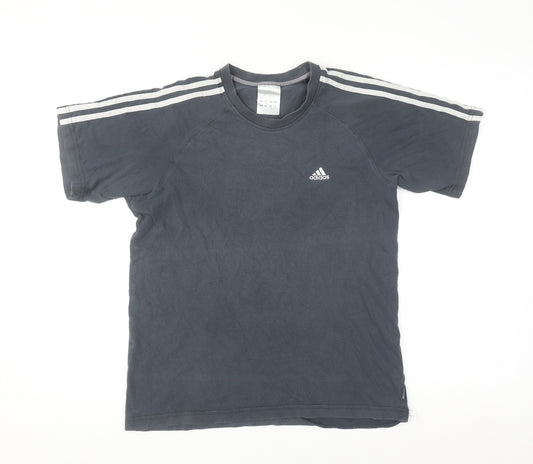 Adidas Men's Grey Cotton Short Sleeve Crew Neck Sports T-Shirt Size M