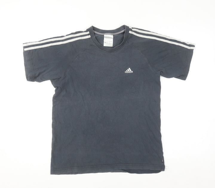 Adidas Men's Grey Cotton Short Sleeve Crew Neck Sports T-Shirt Size M