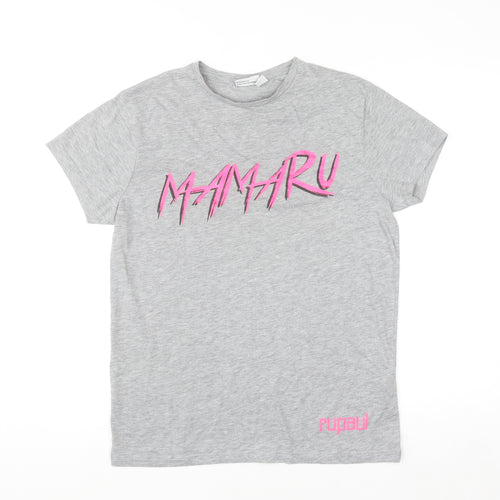 RuPaul Primark Womens Grey T-Shirt XS Crew Neck Graphic Top