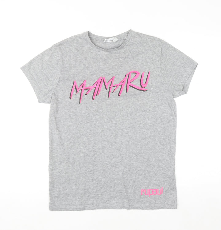 RuPaul Primark Womens Grey T-Shirt XS Crew Neck Graphic Top