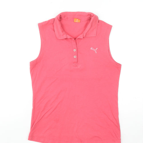 Puma Womens Pink Sleeveless Polo Top Size 10 Cotton Blend