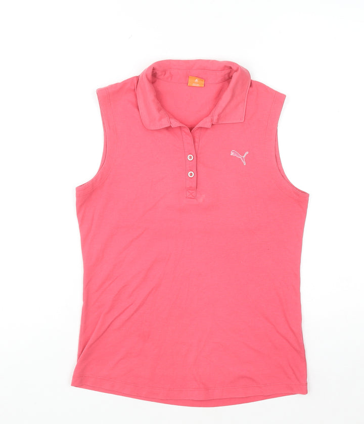 Puma Womens Pink Sleeveless Polo Top Size 10 Cotton Blend