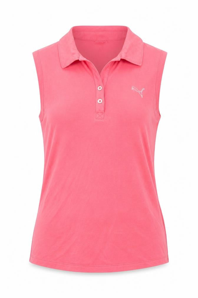 Puma Womens Pink Sleeveless Polo Top Size 10 Cotton Blend