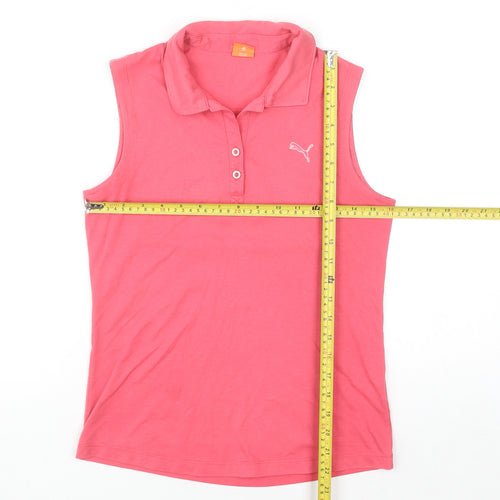 Puma Womens Pink Sleeveless Polo Top Size 10 Cotton Blend