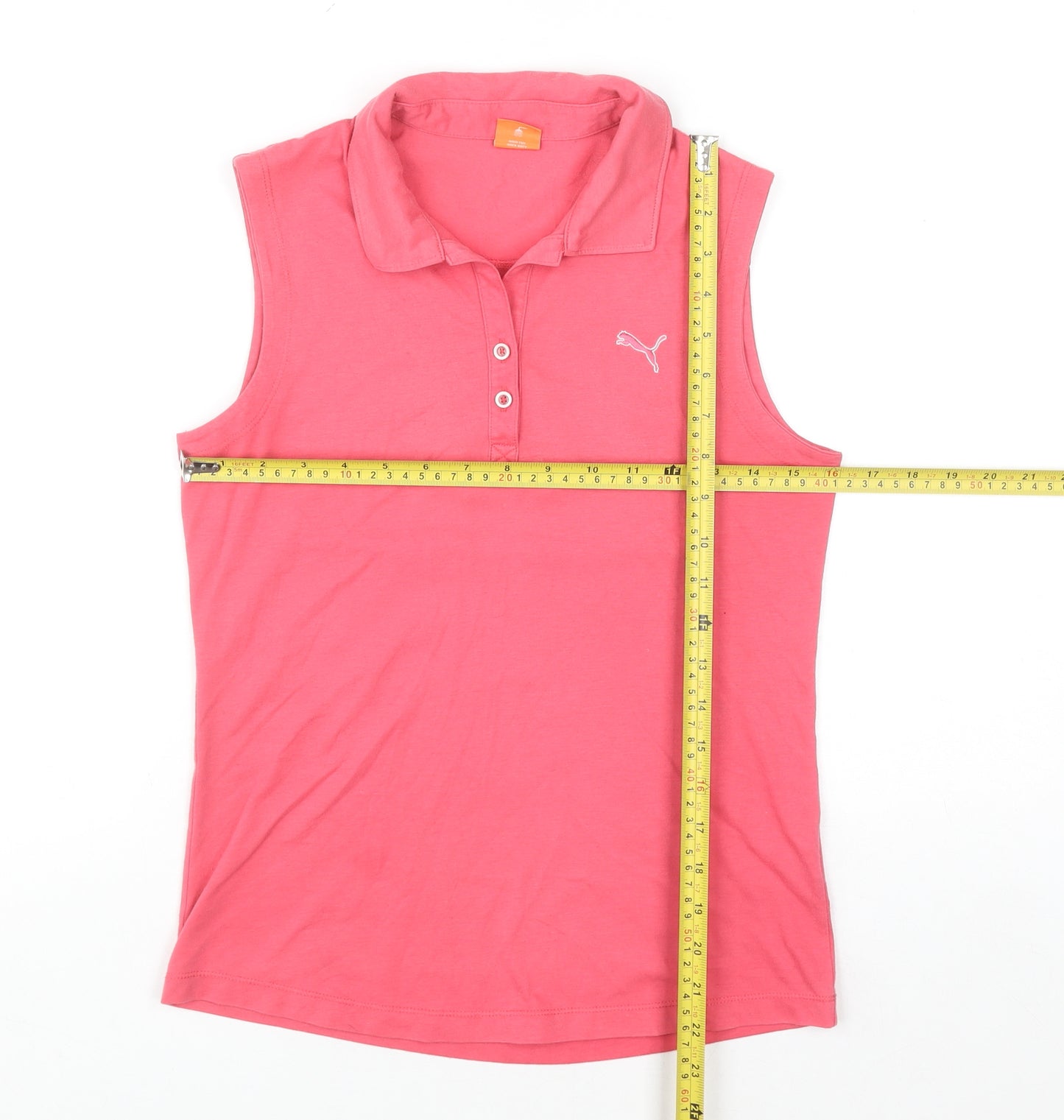 Puma Womens Pink Sleeveless Polo Top Size 10 Cotton Blend