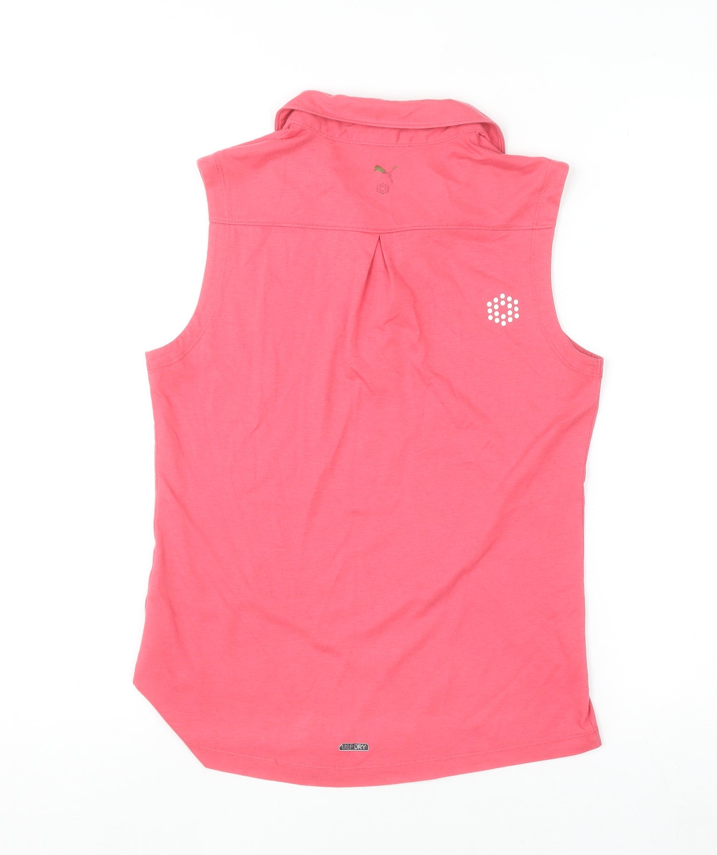Puma Womens Pink Sleeveless Polo Top Size 10 Cotton Blend