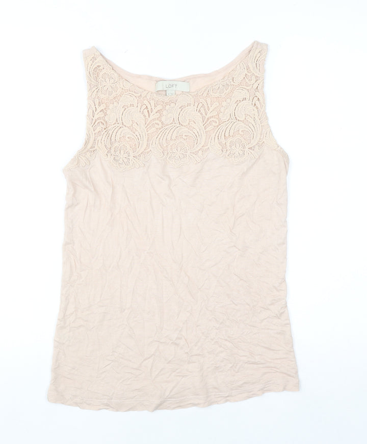 LOFT Women's Beige Lace Camisole Tank Top Size M Regular Summer