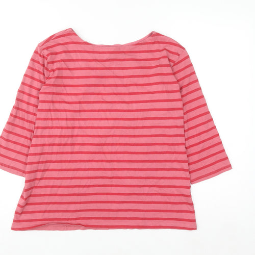 Seasalt Cornwall Women’s Pink Striped 3/4 Sleeve Organic Cotton Top UK 14