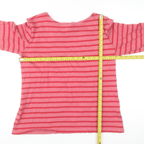 Seasalt Cornwall Women’s Pink Striped 3/4 Sleeve Organic Cotton Top UK 14