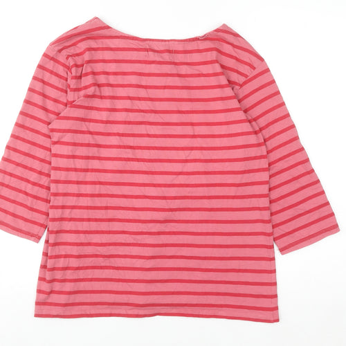Seasalt Cornwall Women’s Pink Striped 3/4 Sleeve Organic Cotton Top UK 14