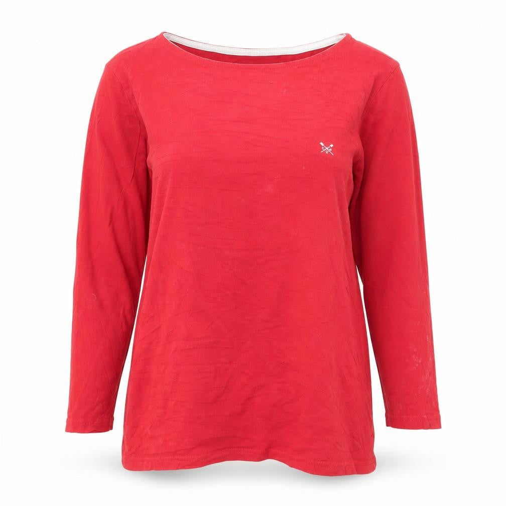 Crew Clothing Company Womens Red 100% Cotton Long Sleeve T-Shirt Size 12